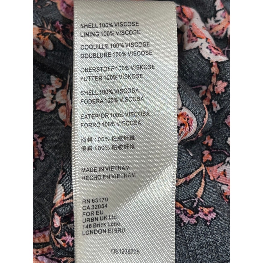 Free People Womens Smocked Floral Midi Dress Black Pink Long Sleeve Size M Boho - Picture 7 of 8